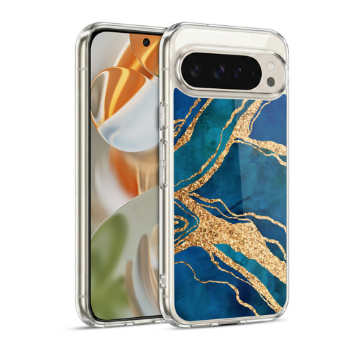 LebensArt Gemstone Marble Royal Blue And Gold Soft Gel Case for Google Pixel 9 / Pixel 9 Pro