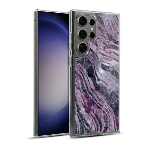 LebensArt Gemstone Marble Elegant Purple Soft Gel Case for Samsung Galaxy S23 Ultra 5G & MagSafe