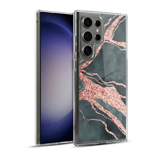 LebensArt Gemstone Marble Rose Gold Ripple Soft Gel Case for Samsung Galaxy S23 Ultra 5G & MagSafe