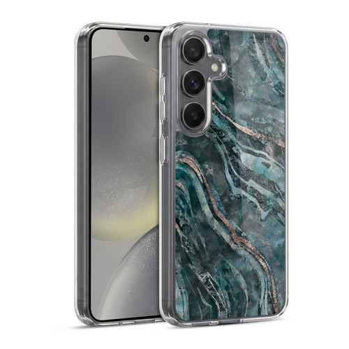 LebensArt Gemstone Marble Dark Teal Glamour Soft Gel Case for Samsung Galaxy S24 5G & MagSafe