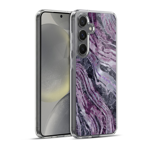LebensArt Gemstone Marble Elegant Purple Soft Gel Case for Samsung Galaxy S24+ 5G & MagSafe
