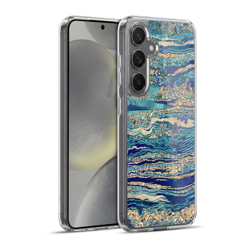 LebensArt Gemstone Marble Mineral Blue Gem Soft Gel Case for Samsung Galaxy S24+ 5G & MagSafe