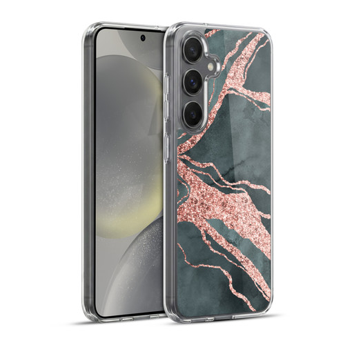 LebensArt Gemstone Marble Rose Gold Ripple Soft Gel Case for Samsung Galaxy S24+ 5G & MagSafe