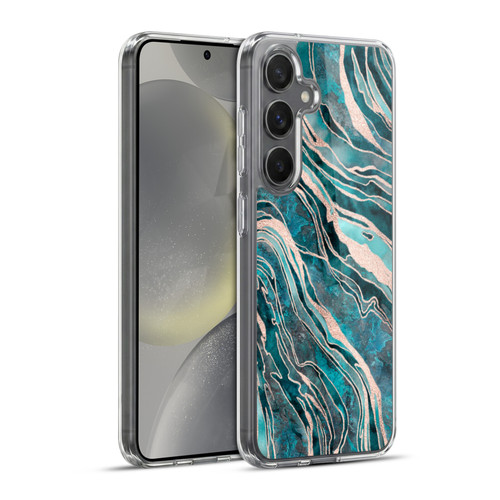 LebensArt Gemstone Marble Teal And Rosegold Soft Gel Case for Samsung Galaxy S24+ 5G & MagSafe