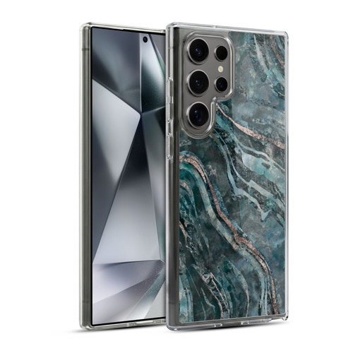 LebensArt Gemstone Marble Dark Teal Glamour Soft Gel Case for Samsung Galaxy S24 Ultra 5G & MagSafe