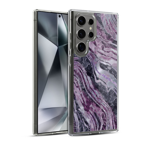 LebensArt Gemstone Marble Elegant Purple Soft Gel Case for Samsung Galaxy S24 Ultra 5G & MagSafe