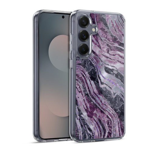 LebensArt Gemstone Marble Elegant Purple Soft Gel Case for Samsung Galaxy S25 & MagSafe