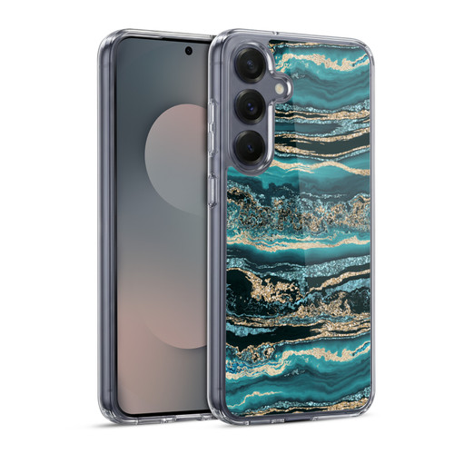 LebensArt Gemstone Marble Luxury Turquoise Soft Gel Case for Samsung Galaxy S25 & MagSafe