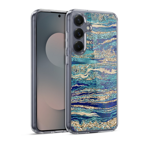 LebensArt Gemstone Marble Mineral Blue Gem Soft Gel Case for Samsung Galaxy S25 & MagSafe