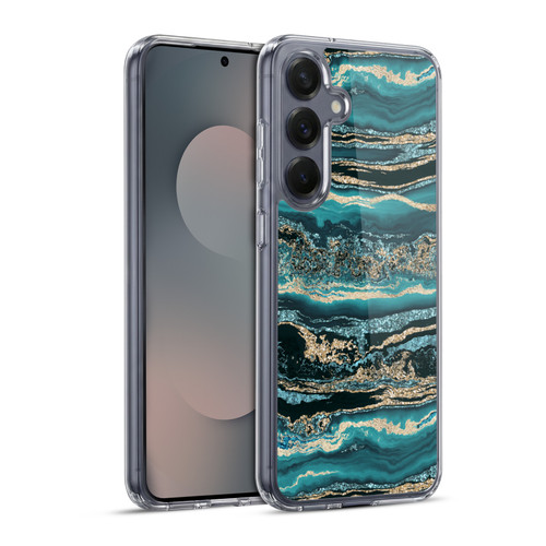 LebensArt Gemstone Marble Luxury Turquoise Soft Gel Case for Samsung Galaxy S25+ & MagSafe