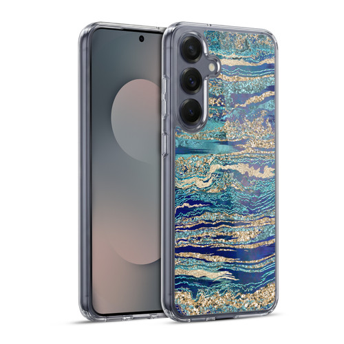 LebensArt Gemstone Marble Mineral Blue Gem Soft Gel Case for Samsung Galaxy S25+ & MagSafe