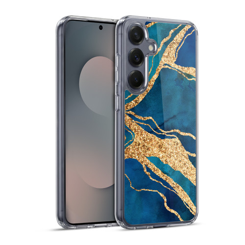 LebensArt Gemstone Marble Royal Blue And Gold Soft Gel Case for Samsung Galaxy S25+ & MagSafe
