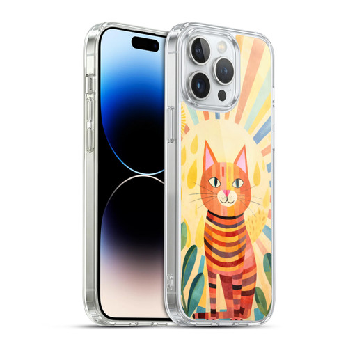 LebensArt Mix Art Stripes Whimsy Cat Soft Gel Case for Apple iPhone 14 Pro Max & MagSafe