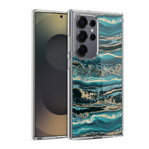 LebensArt Gemstone Marble Luxury Turquoise Soft Gel Case for Samsung Galaxy S25 Ultra & MagSafe