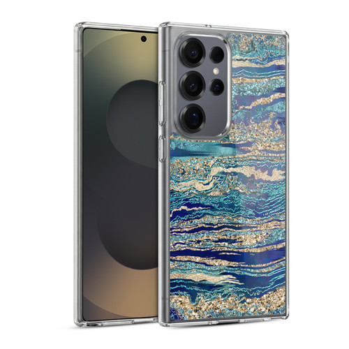 LebensArt Gemstone Marble Mineral Blue Gem Soft Gel Case for Samsung Galaxy S25 Ultra & MagSafe