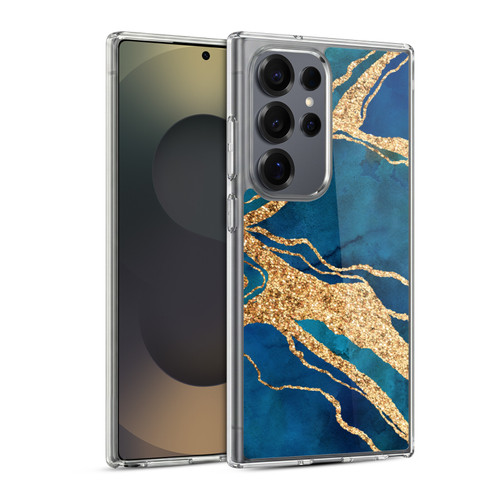 LebensArt Gemstone Marble Royal Blue And Gold Soft Gel Case for Samsung Galaxy S25 Ultra & MagSafe