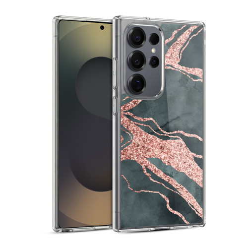 LebensArt Gemstone Marble Rose Gold Ripple Soft Gel Case for Samsung Galaxy S25 Ultra & MagSafe