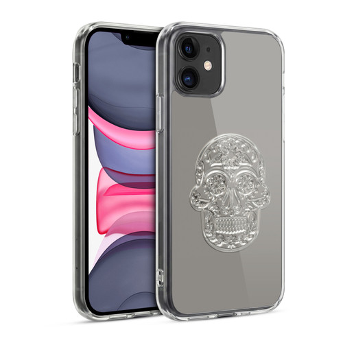 LebensArt Pastels Silver Skull Soft Gel Case for Apple iPhone 11