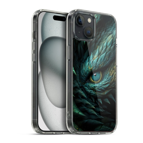 LebensArt Mix Art Deep Teal Dragon Eye Soft Gel Case for Apple iPhone 15 Plus & MagSafe