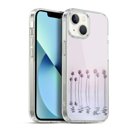 LebensArt Pastels Water Palm Trees Soft Gel Case for Apple iPhone 13