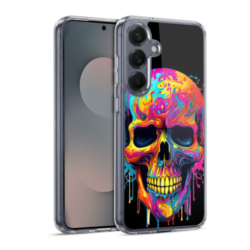 LebensArt Mix Art Rainbow Skull Soft Gel Case for Samsung Galaxy S25 & MagSafe