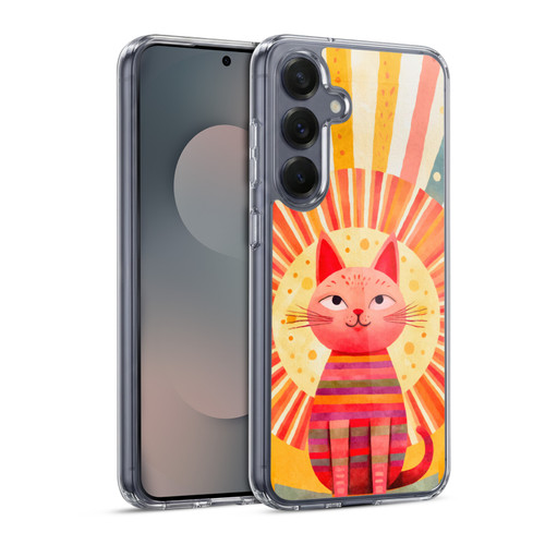 LebensArt Mix Art Red Whimsy Cat Soft Gel Case for Samsung Galaxy S25 & MagSafe