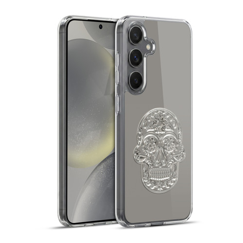 LebensArt Pastels Silver Skull Soft Gel Case for Samsung Galaxy S24+ 5G & MagSafe