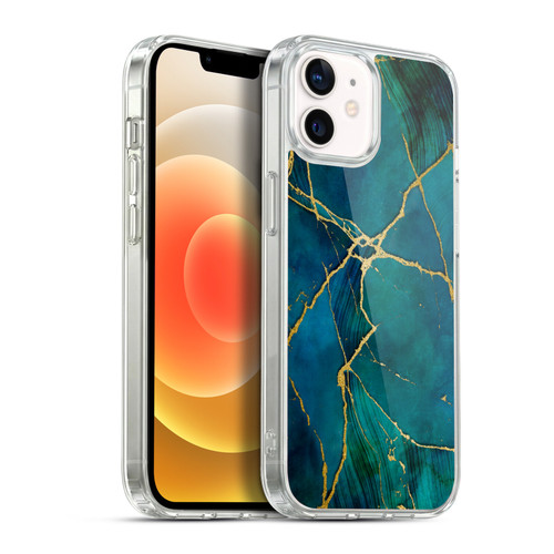 LebensArt Mineral Marble Blue And Gold Soft Gel Case for Apple iPhone 12 / iPhone 12 Pro & MagSafe