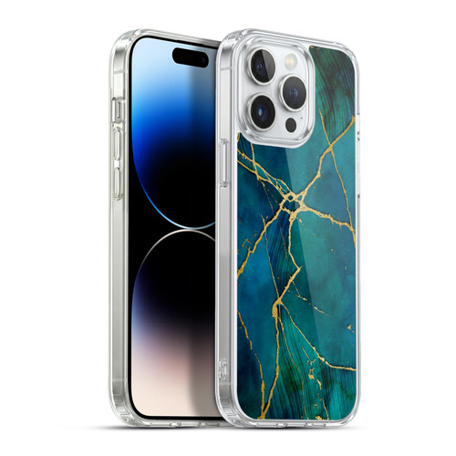 LebensArt Mineral Marble Blue And Gold Soft Gel Case for Apple iPhone 13 Pro Max & MagSafe