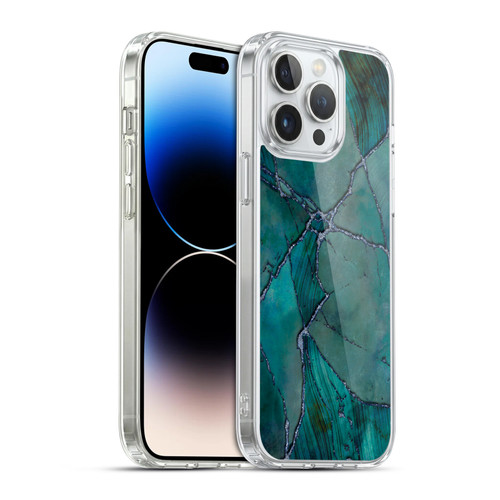 LebensArt Mineral Marble Teal Soft Gel Case for Apple iPhone 14 Pro Max & MagSafe