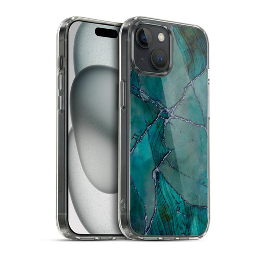 LebensArt Mineral Marble Teal Soft Gel Case for Apple iPhone 15 & MagSafe