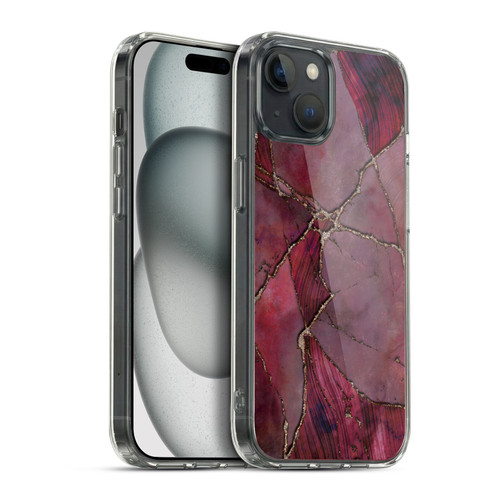 LebensArt Mineral Marble Red Soft Gel Case for Apple iPhone 15 Plus & MagSafe