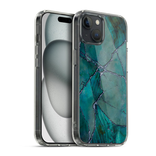 LebensArt Mineral Marble Teal Soft Gel Case for Apple iPhone 15 Plus & MagSafe