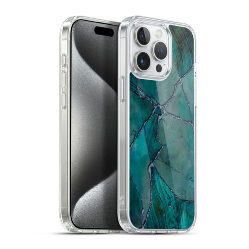 LebensArt Mineral Marble Teal Soft Gel Case for Apple iPhone 15 Pro Max & MagSafe