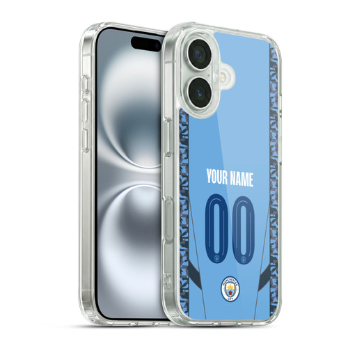 Custom Customised Personalised Manchester City Man City FC 2024/25 Badge Kit Home Soft Gel Case for Apple iPhone 16 & MagSafe