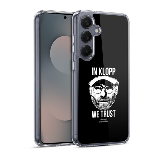 Liverpool Football Club Jurgen Klopp Illustrations Full Face Black Soft Gel Case for Samsung Galaxy S25 & MagSafe
