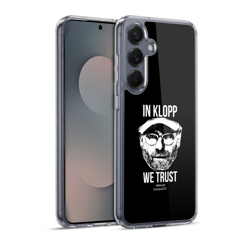 Liverpool Football Club Jurgen Klopp Illustrations Full Face Black Soft Gel Case for Samsung Galaxy S25+ & MagSafe