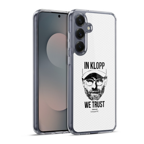 Liverpool Football Club Jurgen Klopp Illustrations Full Face White Soft Gel Case for Samsung Galaxy S25+ & MagSafe