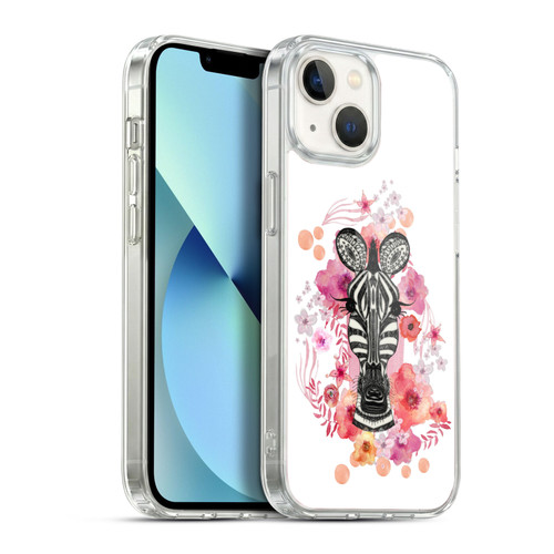 Monika Strigel Animals And Flowers Zebra Soft Gel Case for Apple iPhone 13
