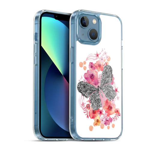 Monika Strigel Animals And Flowers Butterfly Soft Gel Case for Apple iPhone 13 Mini & MagSafe