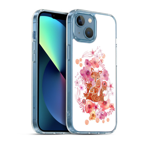 Monika Strigel Animals And Flowers Fox Family Soft Gel Case for Apple iPhone 13 Mini & MagSafe