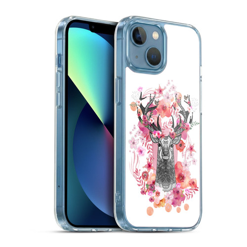 Monika Strigel Animals And Flowers Stag Aztec Soft Gel Case for Apple iPhone 13 Mini & MagSafe