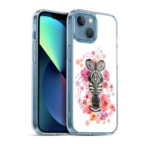 Monika Strigel Animals And Flowers Zebra Soft Gel Case for Apple iPhone 13 Mini & MagSafe