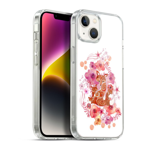 Monika Strigel Animals And Flowers Fox Family Soft Gel Case for Apple iPhone 14 Plus & MagSafe