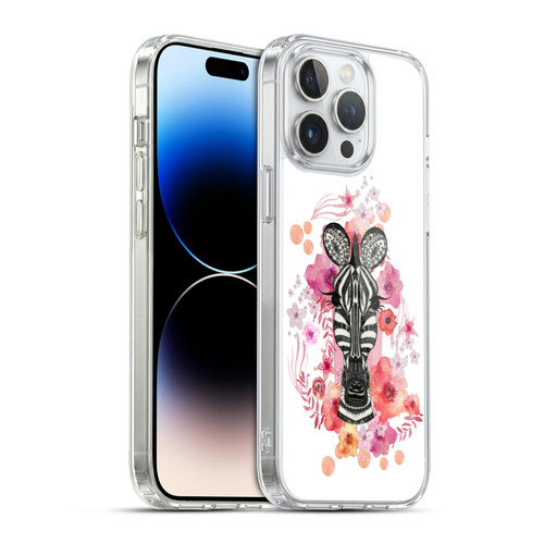 Monika Strigel Animals And Flowers Zebra Soft Gel Case for Apple iPhone 14 Pro Max & MagSafe