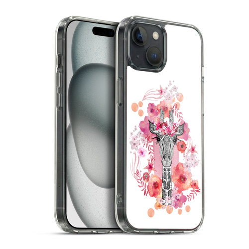 Monika Strigel Animals And Flowers Giraffe Soft Gel Case for Apple iPhone 15 Plus & MagSafe