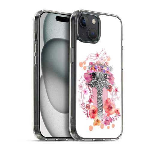 Monika Strigel Animals And Flowers Ostrich Aztec Soft Gel Case for Apple iPhone 15 Plus & MagSafe