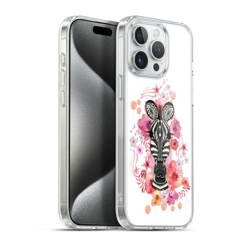 Monika Strigel Animals And Flowers Zebra Soft Gel Case for Apple iPhone 15 Pro Max & MagSafe