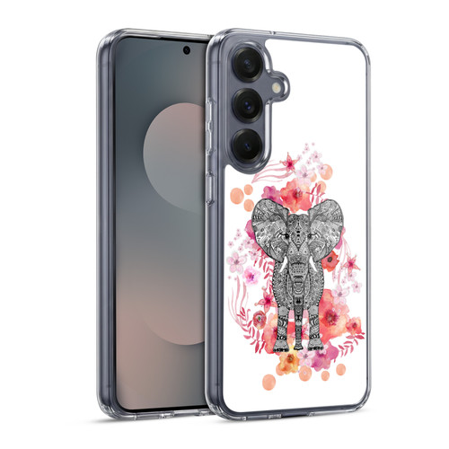 Monika Strigel Animals And Flowers Elephant Aztec Soft Gel Case for Samsung Galaxy S25 & MagSafe