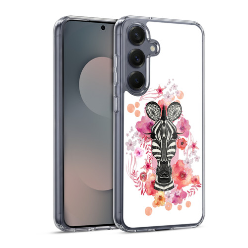 Monika Strigel Animals And Flowers Zebra Soft Gel Case for Samsung Galaxy S25 & MagSafe